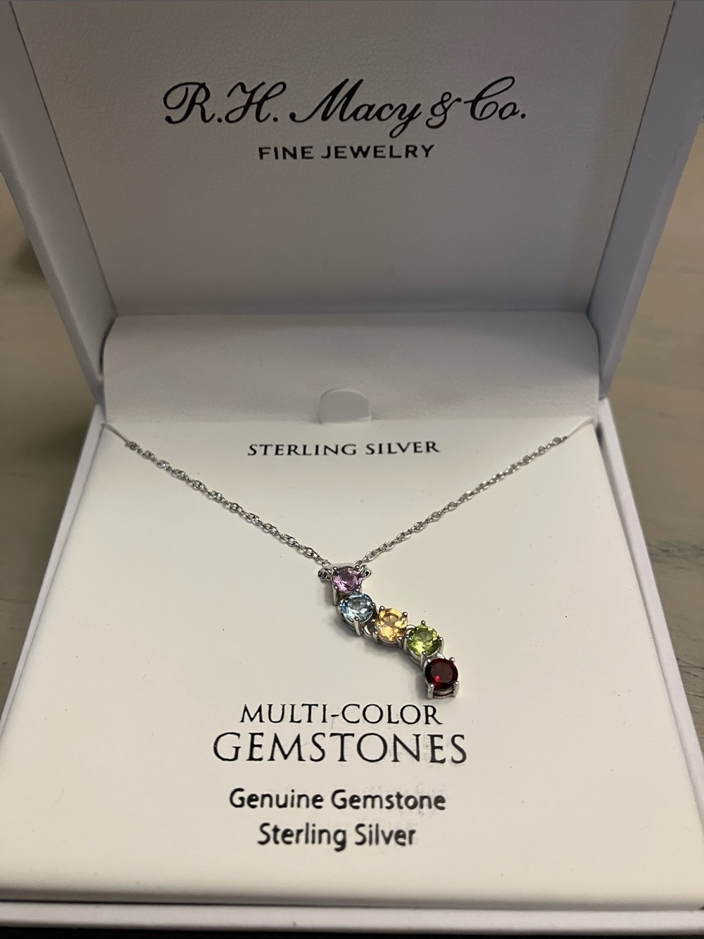 R.H. Macy & Co. Fine Jewelry Sterling Silver Multi-Color Gemstone Necklace